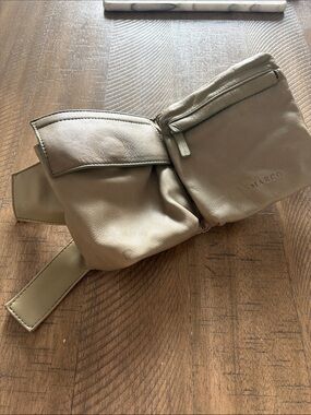 Olive Green Leather Belt Bag for Men